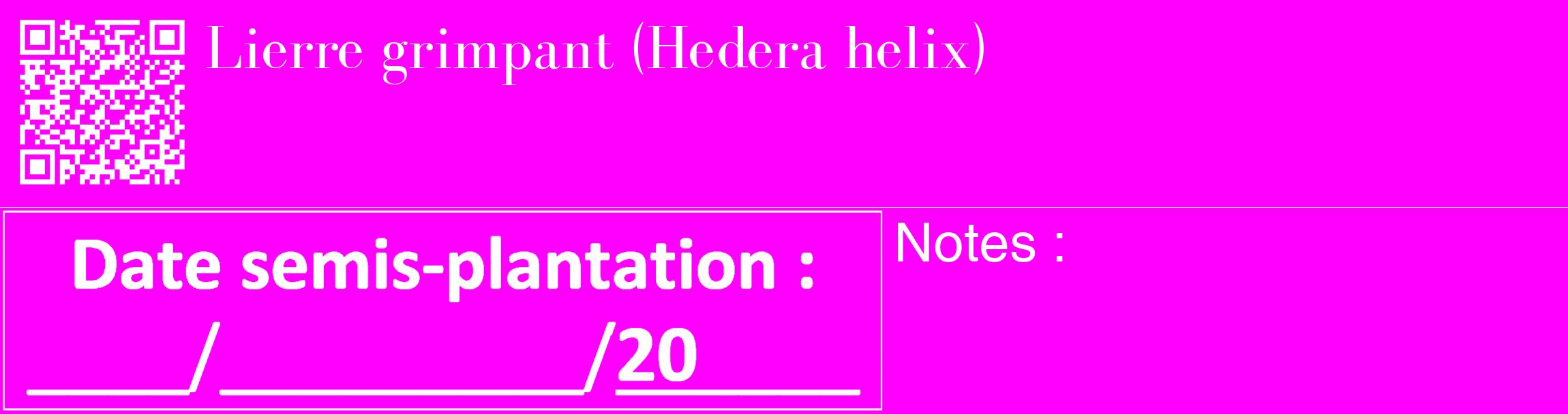 Étiquette de : Hedera helix - format c - style blanche51_basique_basiquebod avec qrcode et comestibilité