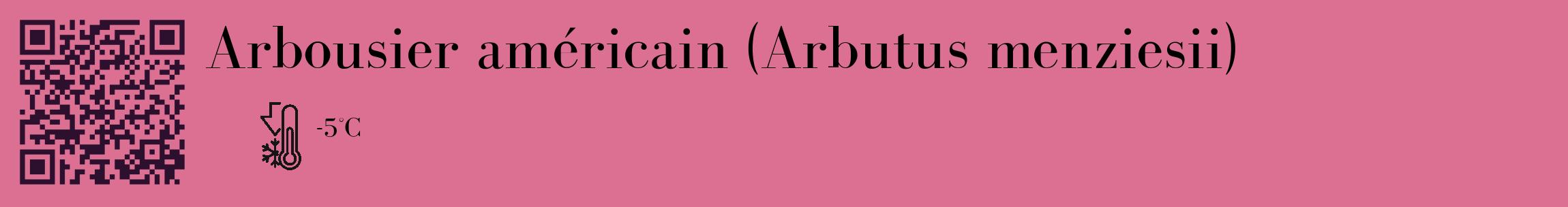 Étiquette de : Arbutus menziesii - format c - style noire44_basique_basiquebod avec qrcode et comestibilité