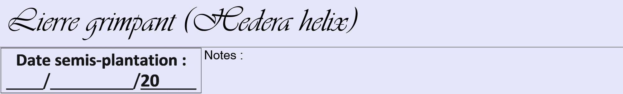 Étiquette de : Hedera helix - format a - style noire55viv avec comestibilité