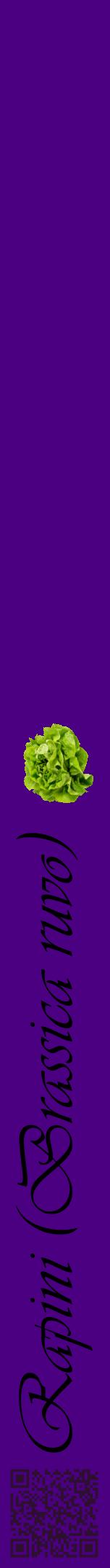 Étiquette de : Brassica ruvo - format a - style noire47viv avec qrcode et comestibilité simplifiée