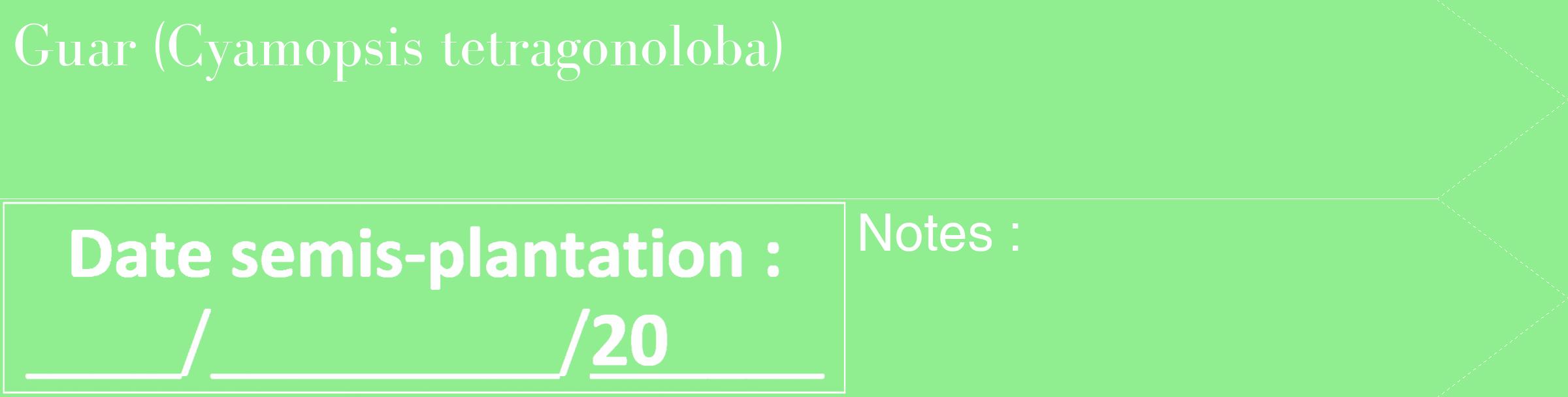 Étiquette de : Cyamopsis tetragonoloba - format c - style blanche15_simple_simplebod avec comestibilité