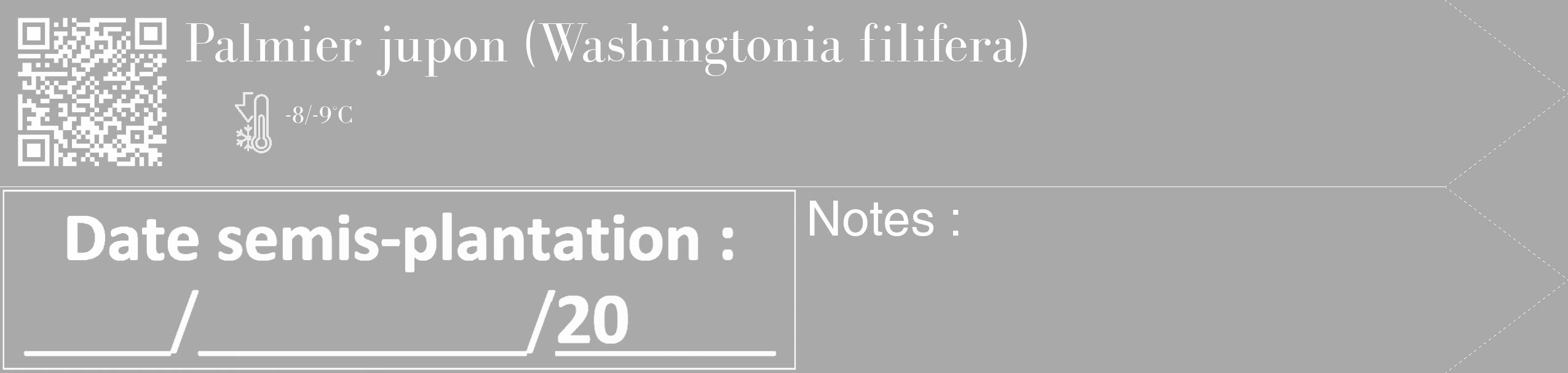 Étiquette de : Washingtonia filifera - format c - style blanche13_simple_simplebod avec qrcode et comestibilité