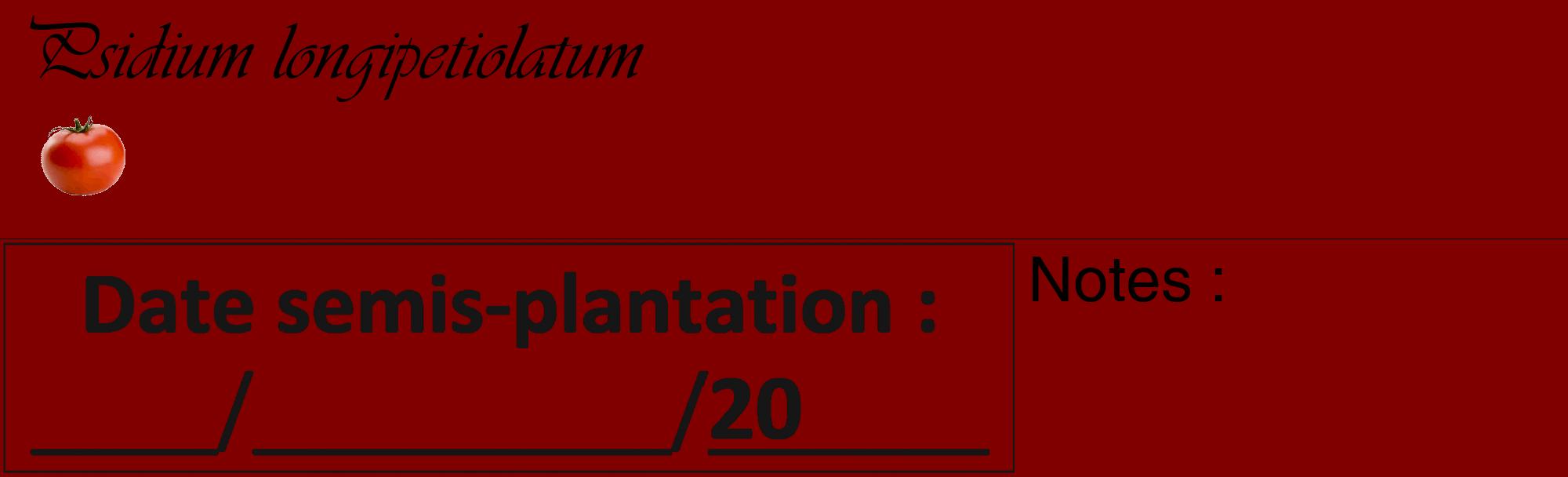 Étiquette de : Psidium longipetiolatum - format c - style noire29_basique_basiqueviv avec comestibilité simplifiée