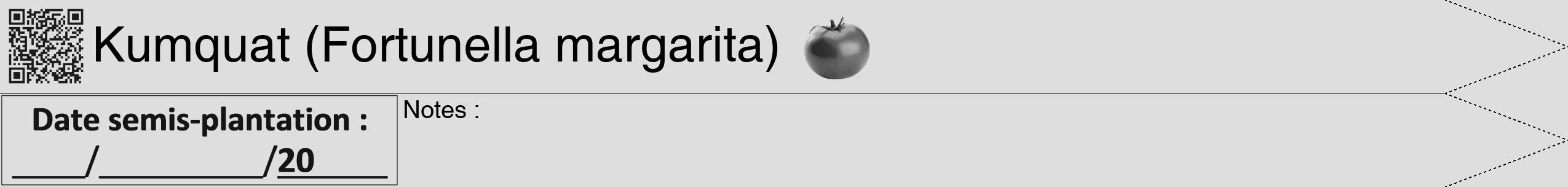 Étiquette de : Fortunella margarita - format b - style noire20hel avec qrcode et comestibilité simplifiée