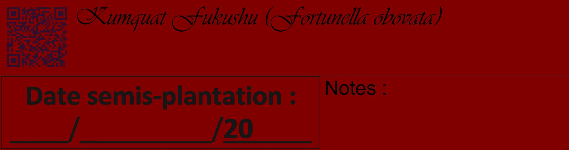 Étiquette de : Fortunella obovata - format c - style noire29_basique_basiqueviv avec qrcode et comestibilité
