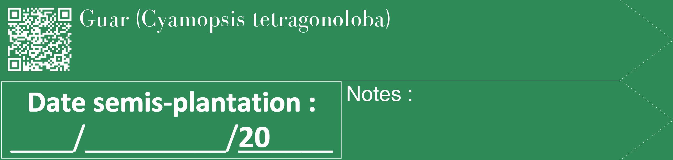 Étiquette de : Cyamopsis tetragonoloba - format c - style blanche11_simple_simplebod avec qrcode et comestibilité