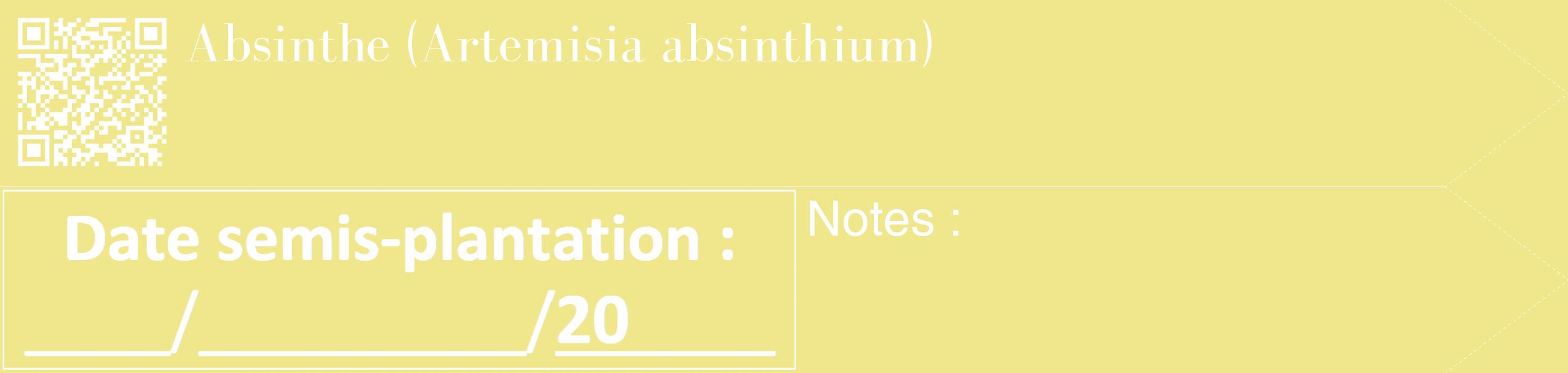 Étiquette de : Artemisia absinthium - format c - style blanche20_simple_simplebod avec qrcode et comestibilité