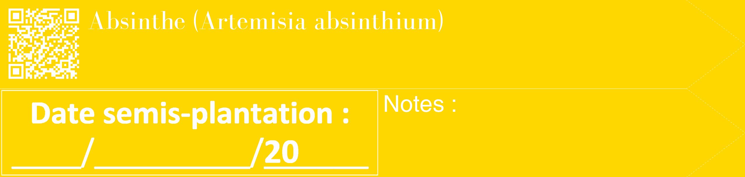 Étiquette de : Artemisia absinthium - format c - style blanche21_simple_simplebod avec qrcode et comestibilité