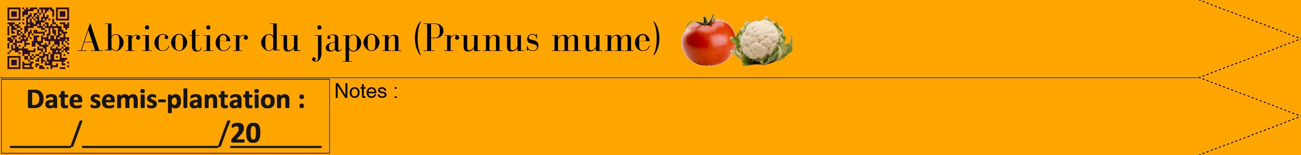 Étiquette de : Prunus mume - format b - style noire22bod avec qrcode et comestibilité simplifiée