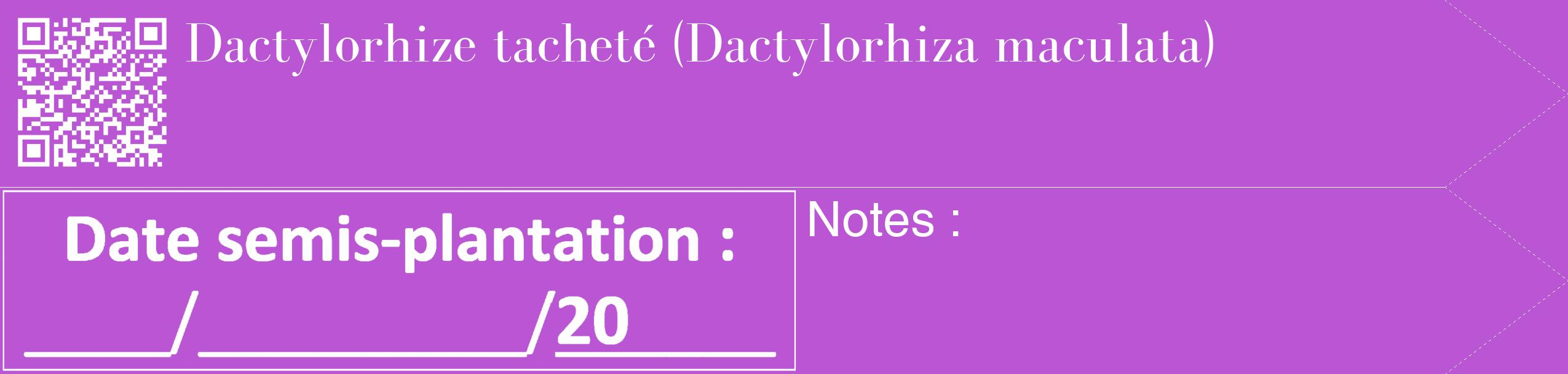 Étiquette de : Dactylorhiza maculata - format c - style blanche50_simple_simplebod avec qrcode et comestibilité