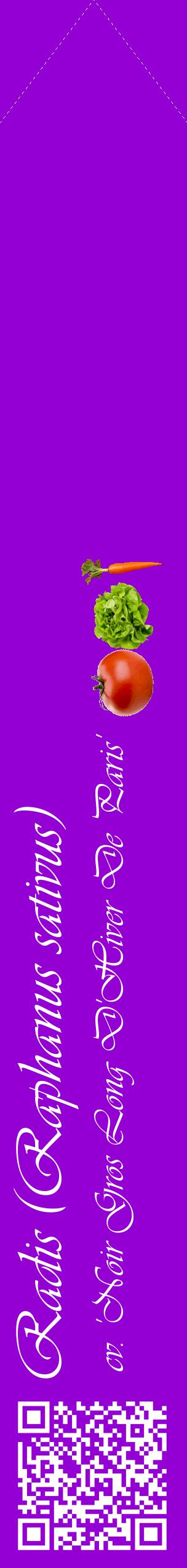 Étiquette de : Raphanus sativus cv. 'Noir Gros Long D'Hiver De Paris' - format c - style blanche48_simpleviv avec qrcode et comestibilité simplifiée