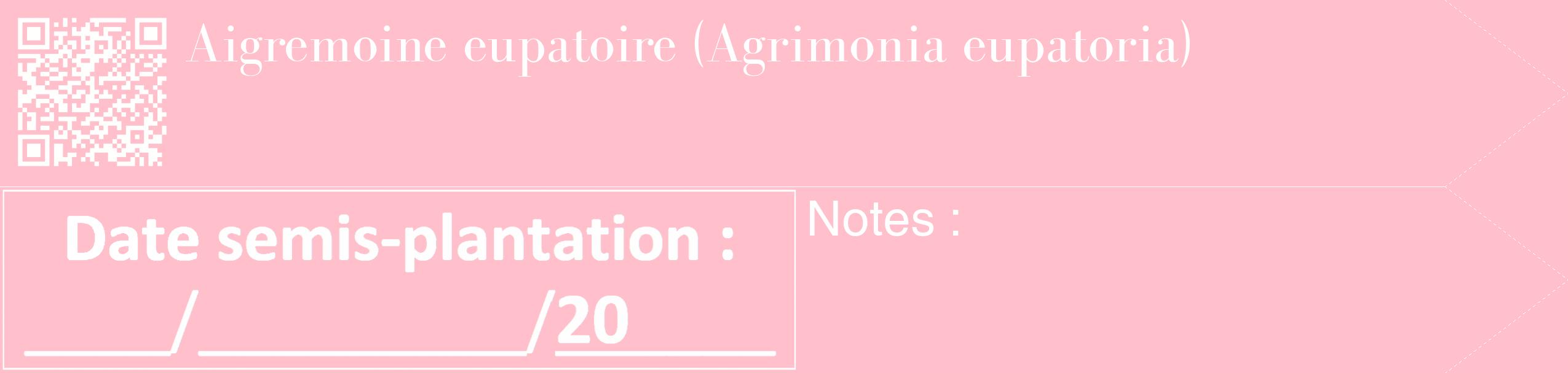 Étiquette de : Agrimonia eupatoria - format c - style blanche40_simple_simplebod avec qrcode et comestibilité