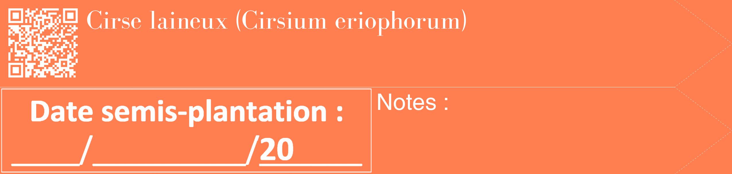 Étiquette de : Cirsium eriophorum - format c - style blanche24_simple_simplebod avec qrcode et comestibilité