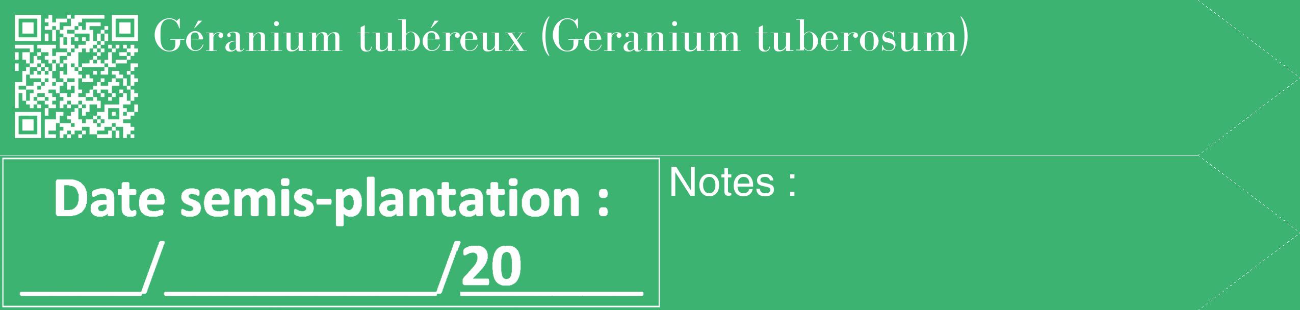 Étiquette de : Geranium tuberosum - format c - style blanche12_simple_simplebod avec qrcode et comestibilité