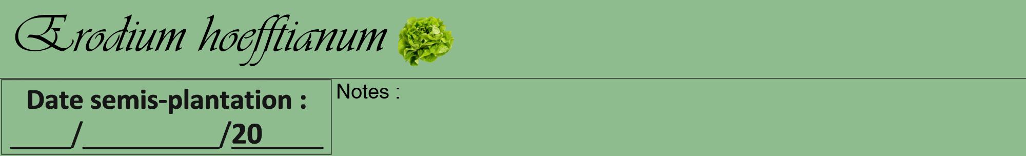 Étiquette de : Erodium hoefftianum - format a - style noire13viv avec comestibilité simplifiée