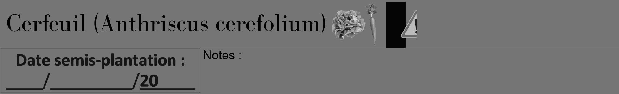 Étiquette de : Anthriscus cerefolium - format a - style noire5bod avec comestibilité simplifiée