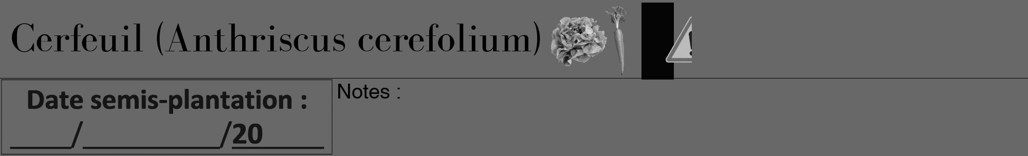 Étiquette de : Anthriscus cerefolium - format a - style noire6bod avec comestibilité simplifiée