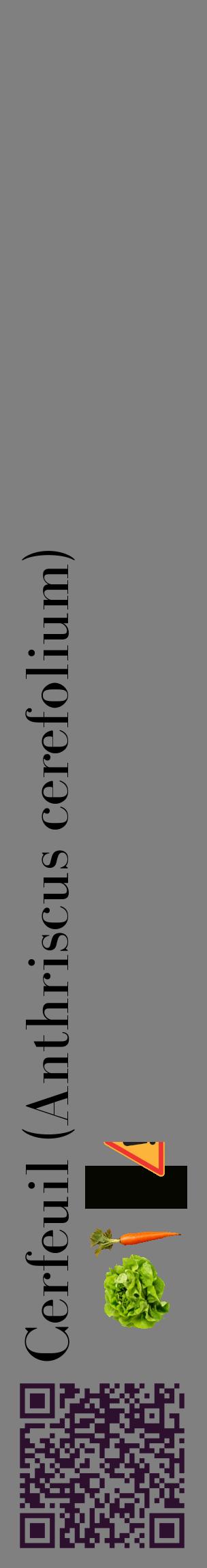 Étiquette de : Anthriscus cerefolium - format c - style noire57_basiquebod avec qrcode et comestibilité simplifiée