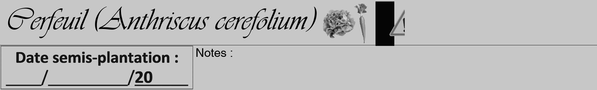 Étiquette de : Anthriscus cerefolium - format a - style noire15viv avec comestibilité simplifiée
