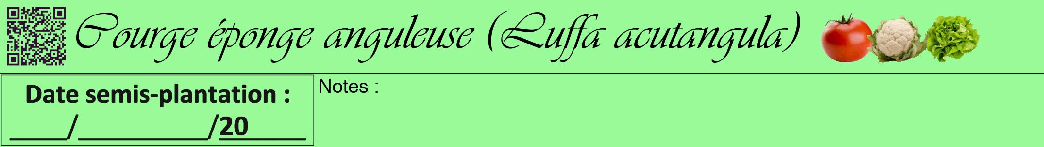 Étiquette de : Luffa acutangula - format a - style noire14viv avec qrcode et comestibilité simplifiée