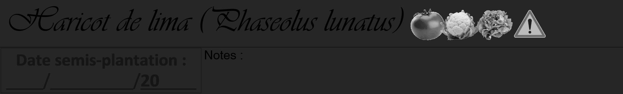 Étiquette de : Phaseolus lunatus - format a - style noire29viv avec comestibilité simplifiée
