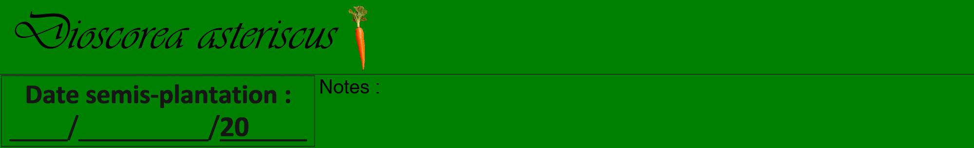 Étiquette de : Dioscorea asteriscus - format a - style noire9viv avec comestibilité simplifiée