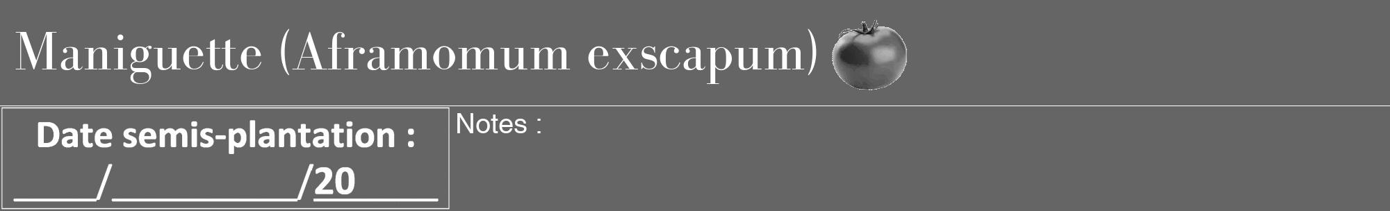 Étiquette de : Aframomum exscapum - format a - style blanche32bod avec comestibilité simplifiée