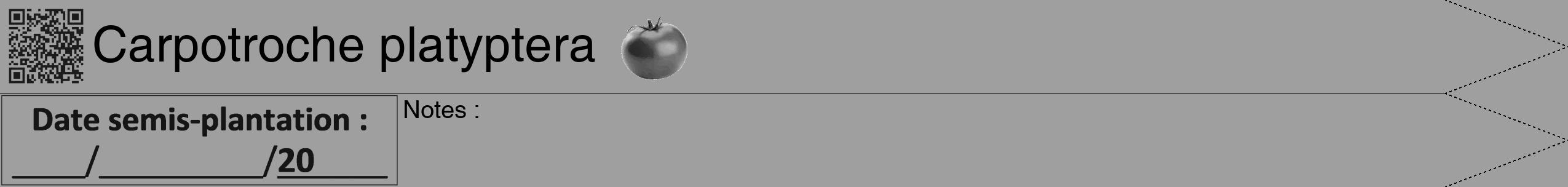 Étiquette de : Carpotroche platyptera - format b - style noire24hel avec qrcode et comestibilité simplifiée
