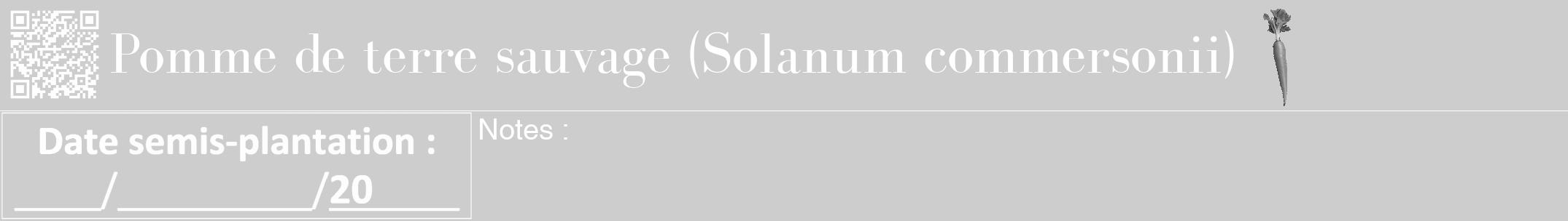 Étiquette de : Solanum commersonii - format a - style blanche41bod avec qrcode et comestibilité simplifiée