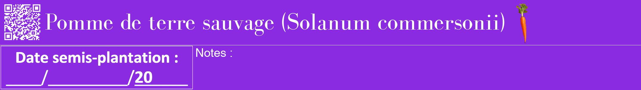 Étiquette de : Solanum commersonii - format a - style blanche49bod avec qrcode et comestibilité simplifiée