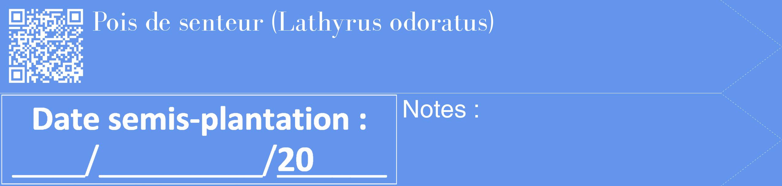 Étiquette de : Lathyrus odoratus - format c - style blanche4_simple_simplebod avec qrcode et comestibilité