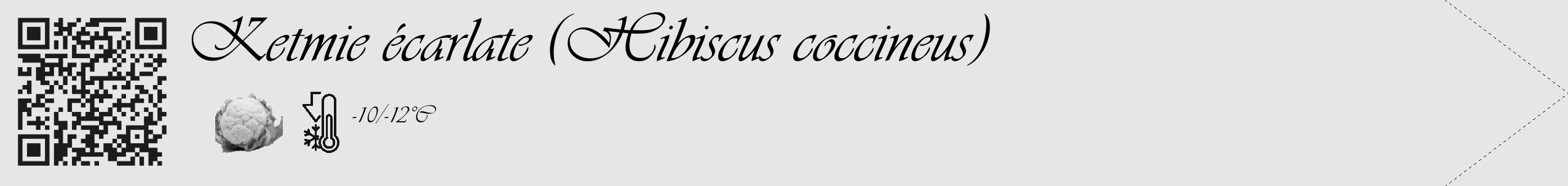 Étiquette de : Hibiscus coccineus - format c - style noire18_simple_simpleviv avec qrcode et comestibilité simplifiée