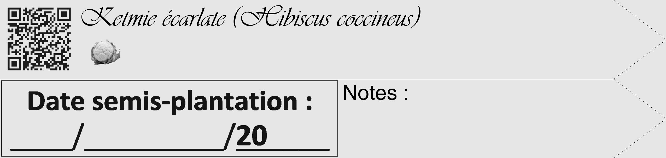 Étiquette de : Hibiscus coccineus - format c - style noire18_simple_simpleviv avec qrcode et comestibilité simplifiée