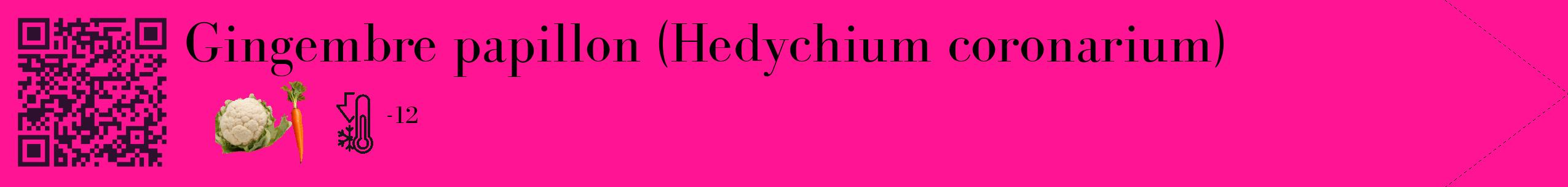 Étiquette de : Hedychium coronarium - format c - style noire43_simple_simplebod avec qrcode et comestibilité simplifiée