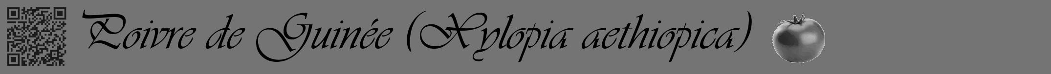 Étiquette de : Xylopia aethiopica - format a - style noire26viv avec qrcode et comestibilité simplifiée