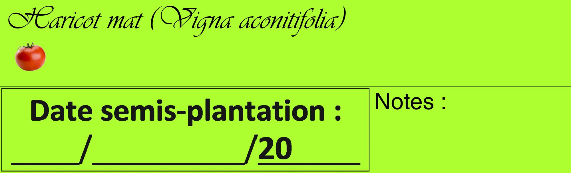 Étiquette de : Vigna aconitifolia - format c - style noire17_basique_basiqueviv avec comestibilité simplifiée