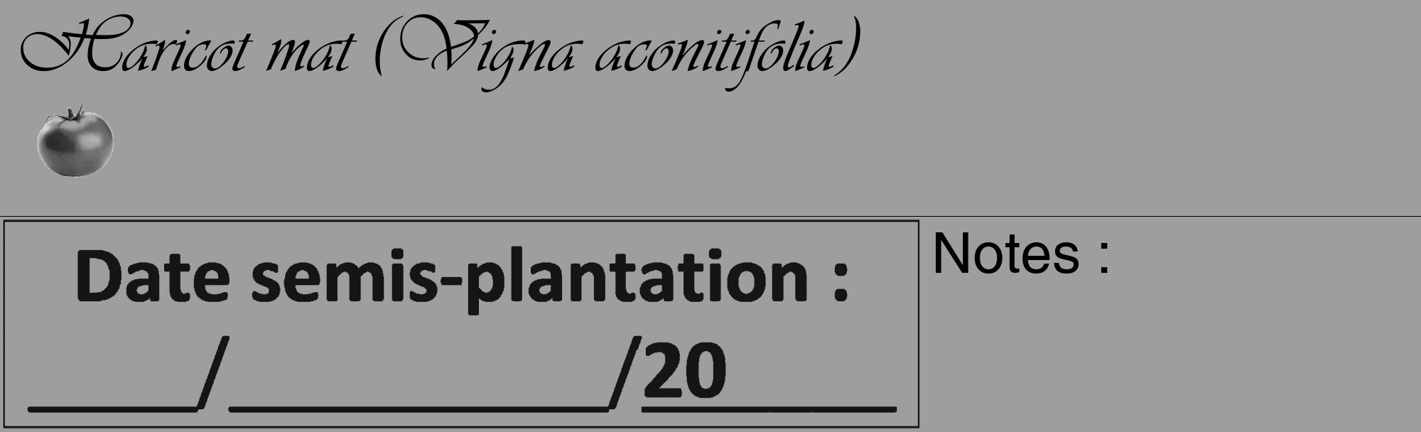 Étiquette de : Vigna aconitifolia - format c - style noire42_basique_basiqueviv avec comestibilité simplifiée