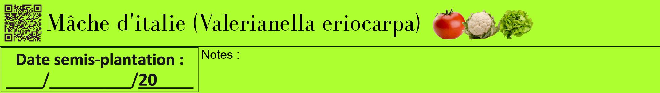 Étiquette de : Valerianella eriocarpa - format a - style noire17bod avec qrcode et comestibilité simplifiée