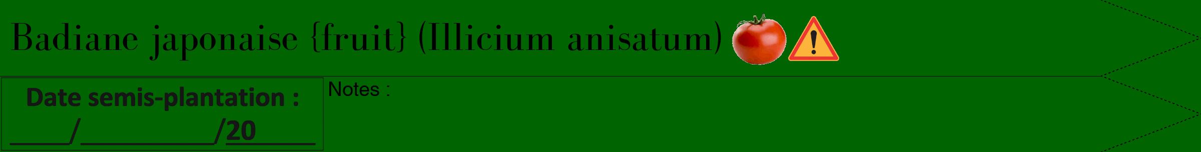 Étiquette de : Illicium anisatum - format b - style noire8bod avec comestibilité simplifiée