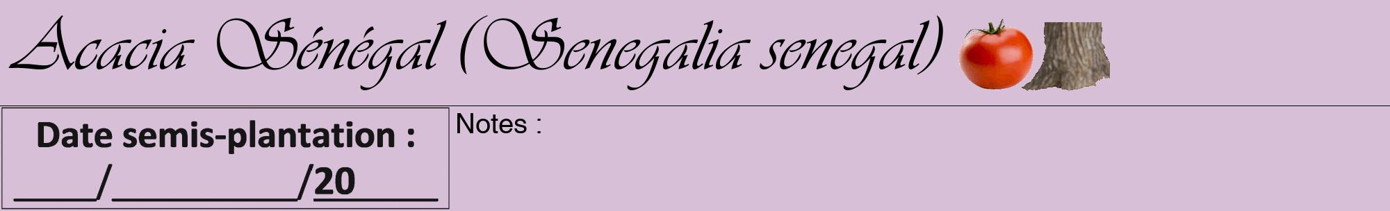 Étiquette de : Senegalia senegal - format a - style noire54viv avec comestibilité simplifiée