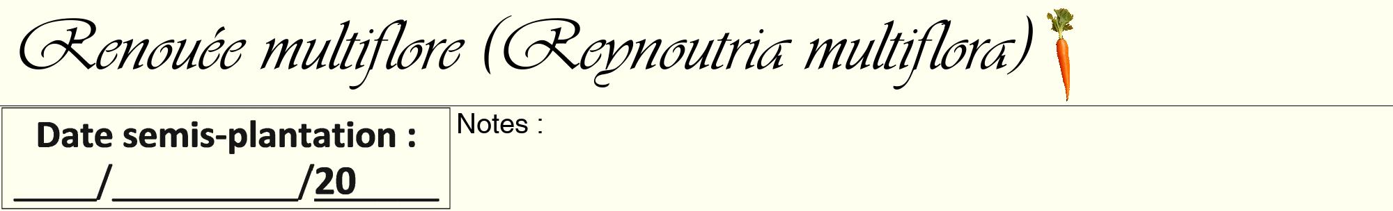 Étiquette de : Reynoutria multiflora - format a - style noire19viv avec comestibilité simplifiée