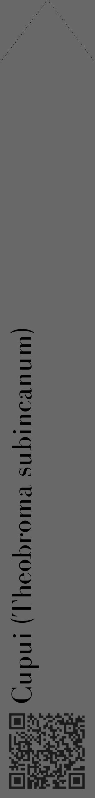 Étiquette de : Theobroma subincanum - format c - style noire43_simple_simplebod avec qrcode et comestibilité - position verticale