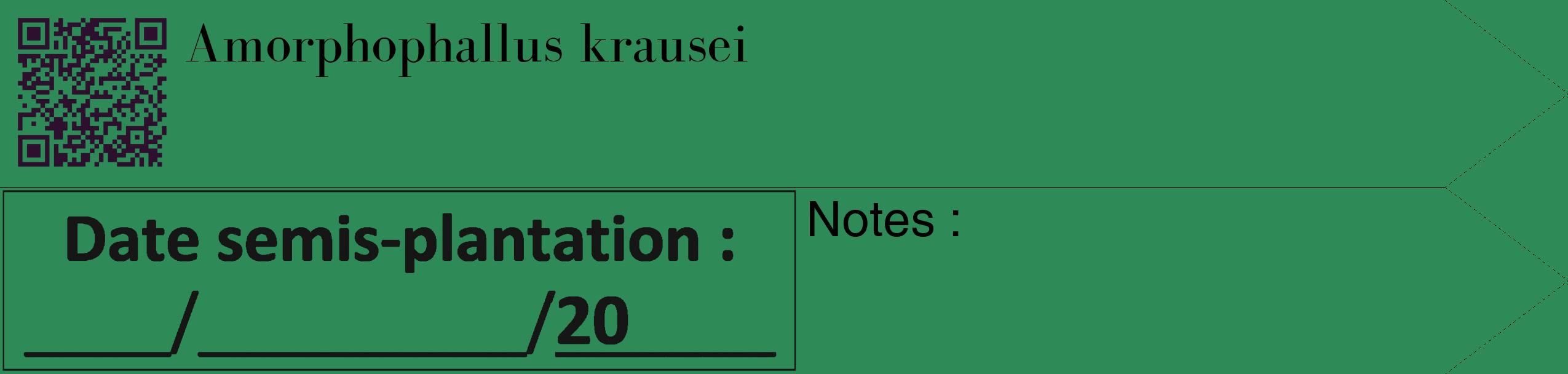 Étiquette de : Amorphophallus krausei - format c - style noire11_simple_simplebod avec qrcode et comestibilité