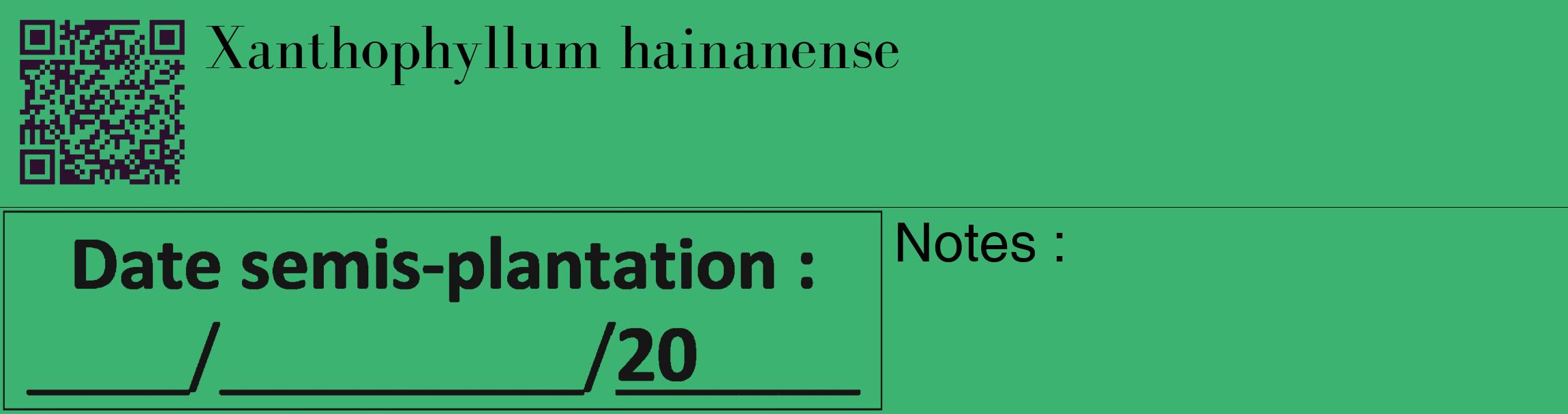 Étiquette de : Xanthophyllum hainanense - format c - style noire12_basique_basiquebod avec qrcode et comestibilité