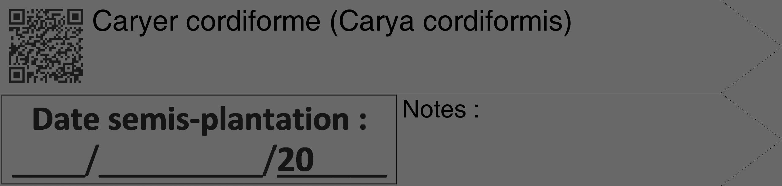 Étiquette de : Carya cordiformis - format c - style noire43_simple_simplehel avec qrcode et comestibilité