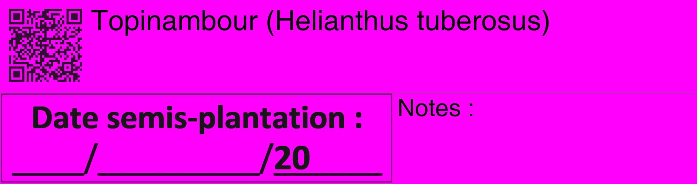 Étiquette de : Helianthus tuberosus - format c - style noire51_basique_basiquehel avec qrcode et comestibilité