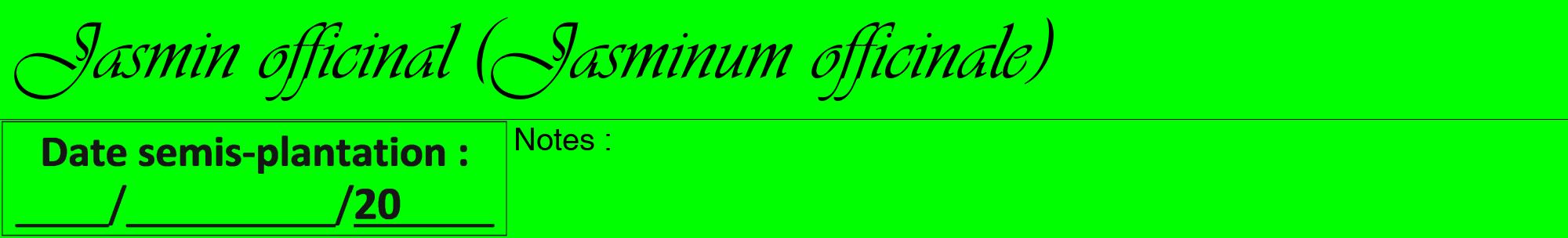 Étiquette de : Jasminum officinale - format a - style noire16viv avec comestibilité