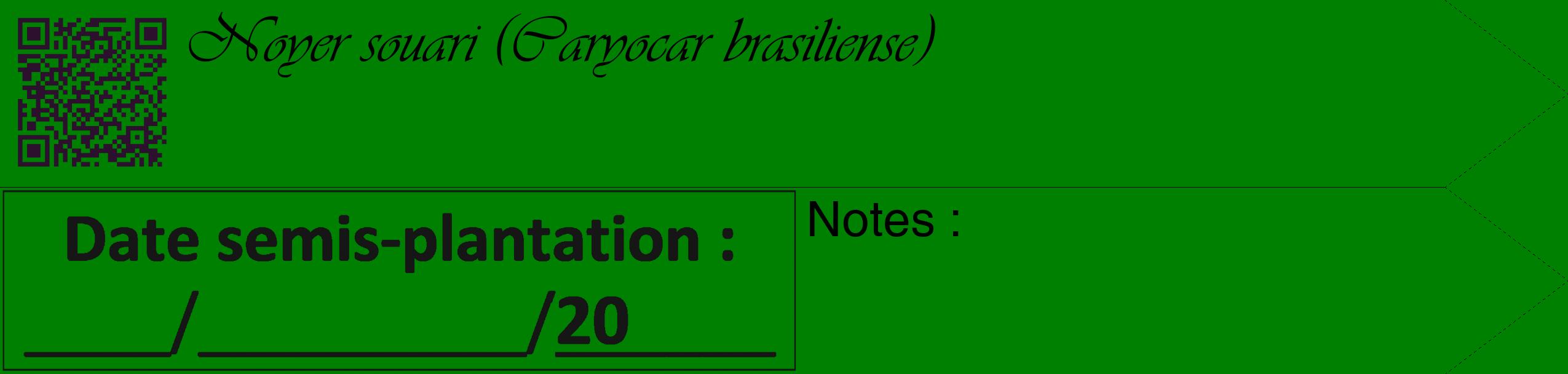 Étiquette de : Caryocar brasiliense - format c - style noire9_simple_simpleviv avec qrcode et comestibilité
