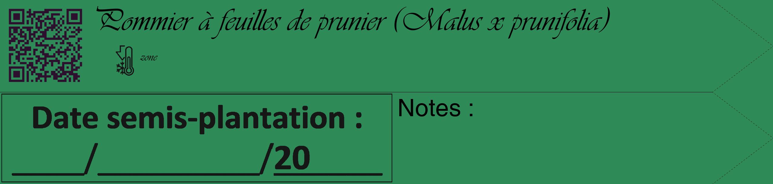 Étiquette de : Malus x prunifolia - format c - style noire11_simple_simpleviv avec qrcode et comestibilité