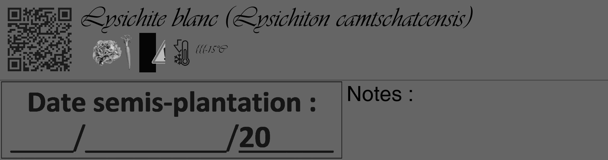 Étiquette de : Lysichiton camtschatcensis - format c - style noire32_basique_basiqueviv avec qrcode et comestibilité simplifiée